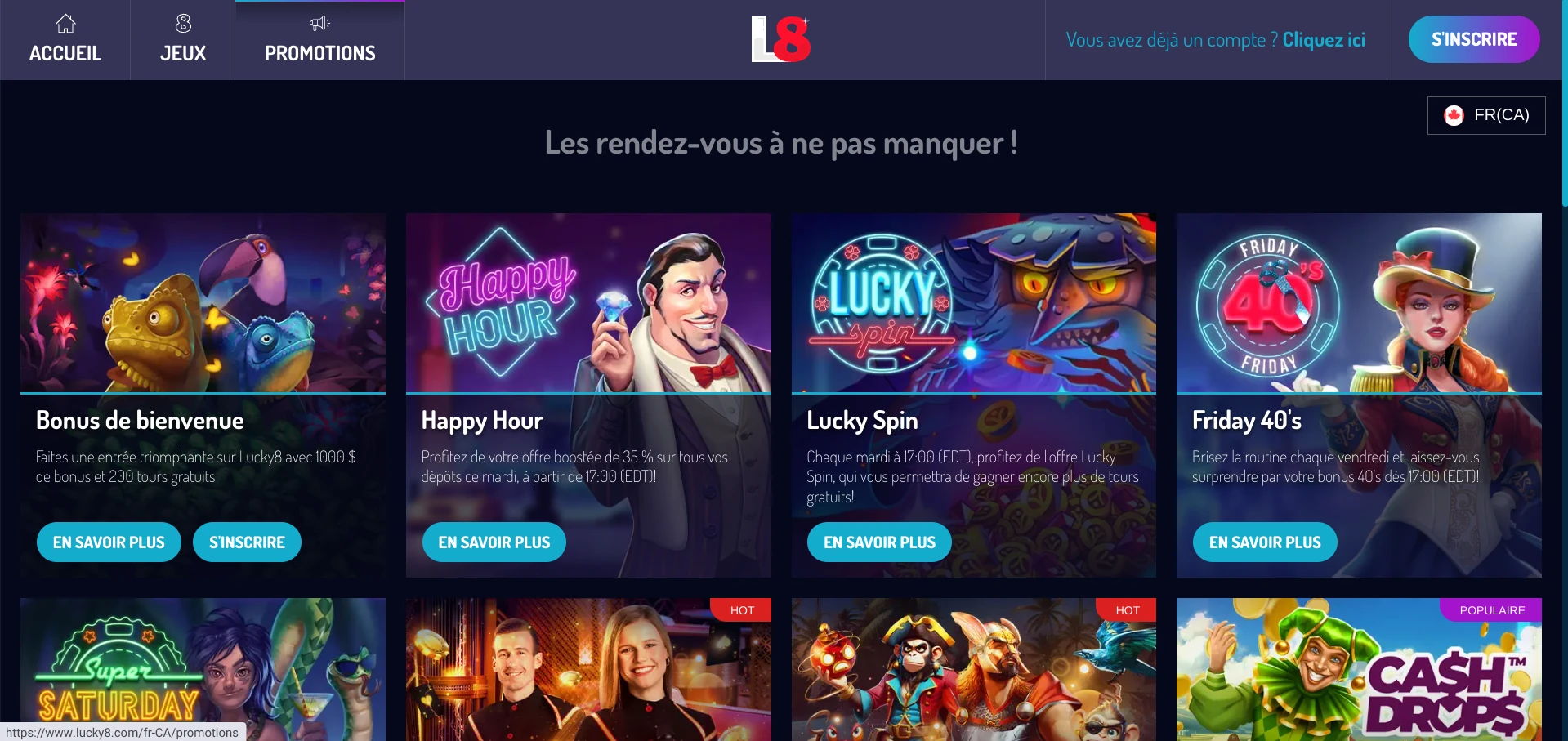 Lucky8 interface